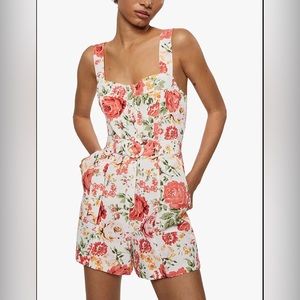 Mango Floral Print Button-Up Romper/Jumpsuit